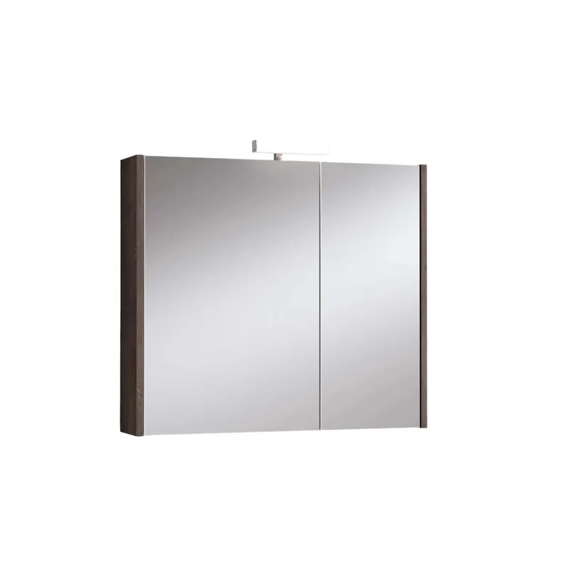 Specchio contenit. 2 ante con lampada rovere scuro 80x70x15,5 cm Uitverkoop