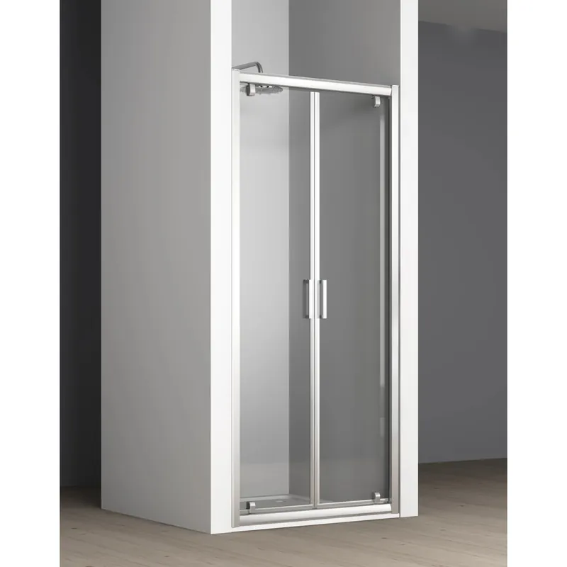 Porta doccia apertura saloon Tekno 87-93 cm finitura argento Must-Have