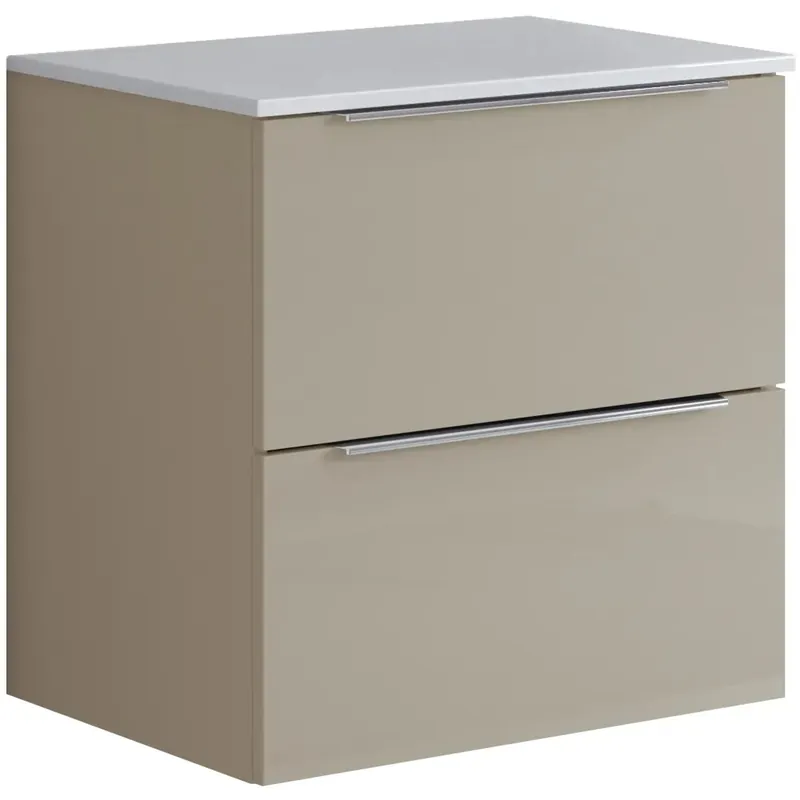 Mobile bagno cassettiera Bali con 2 cassetti 60x60x45 cm laccato lucido visone Alleen Vandaag