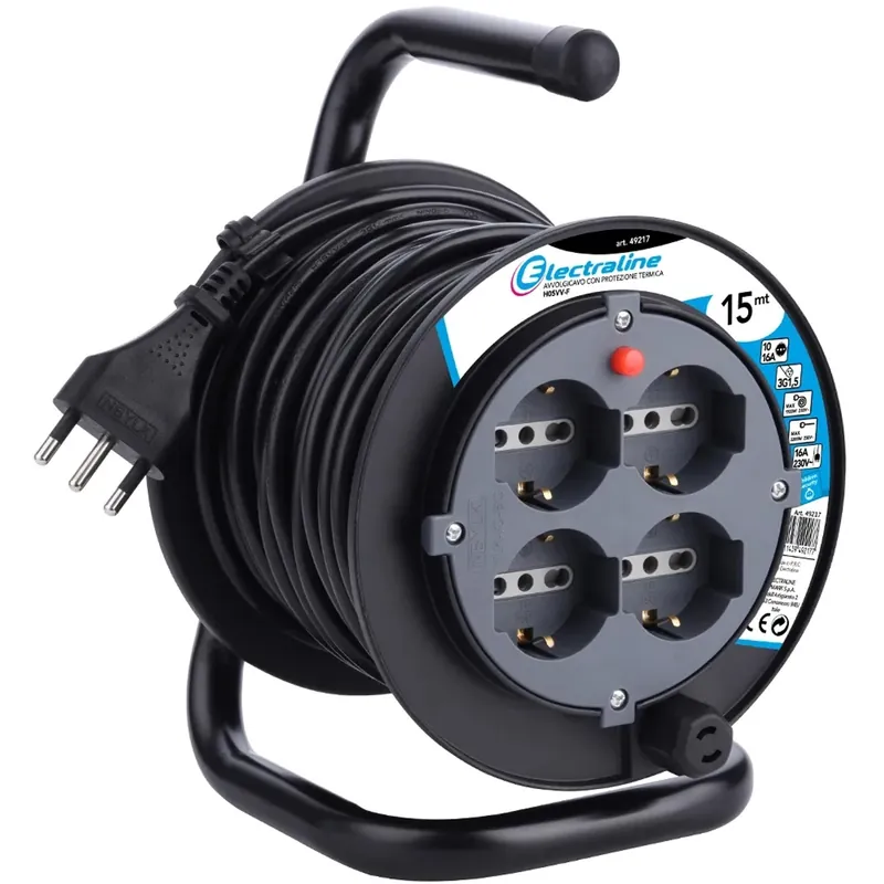 Shop Nu Avvolgicavo elettrico H05VV-F 3G1,5 mm² 4 prese polivalenti 15 m nero