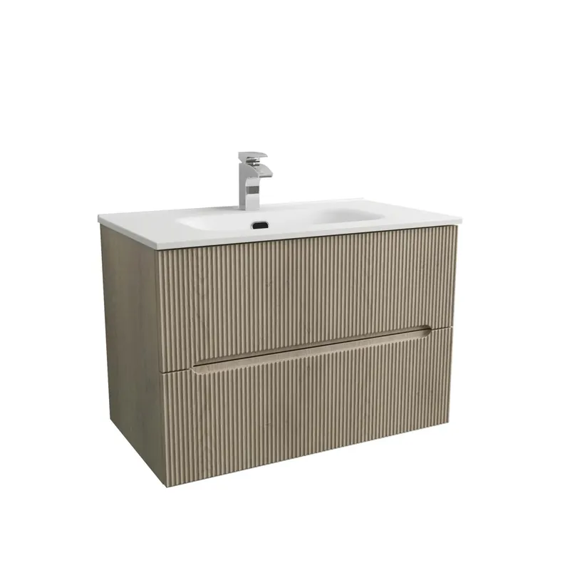Korting Mobile bagno base con lavabo in ceramica sospeso Zeus 81x46 cm legno chiaro