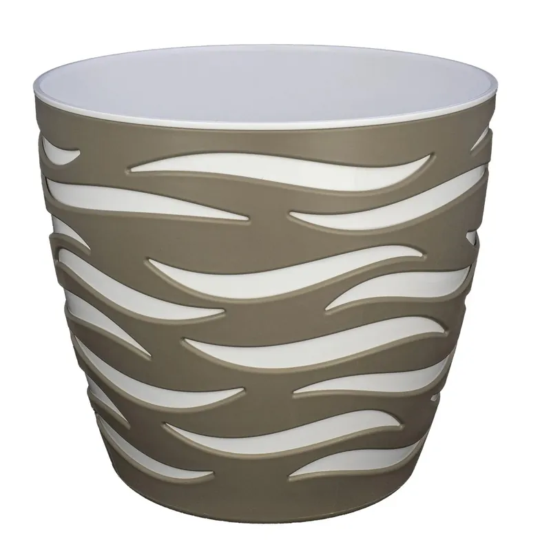 Weekendaanbieding Vaso da interno Sahara Duo in plastica ø 28 cm tortora/bianco