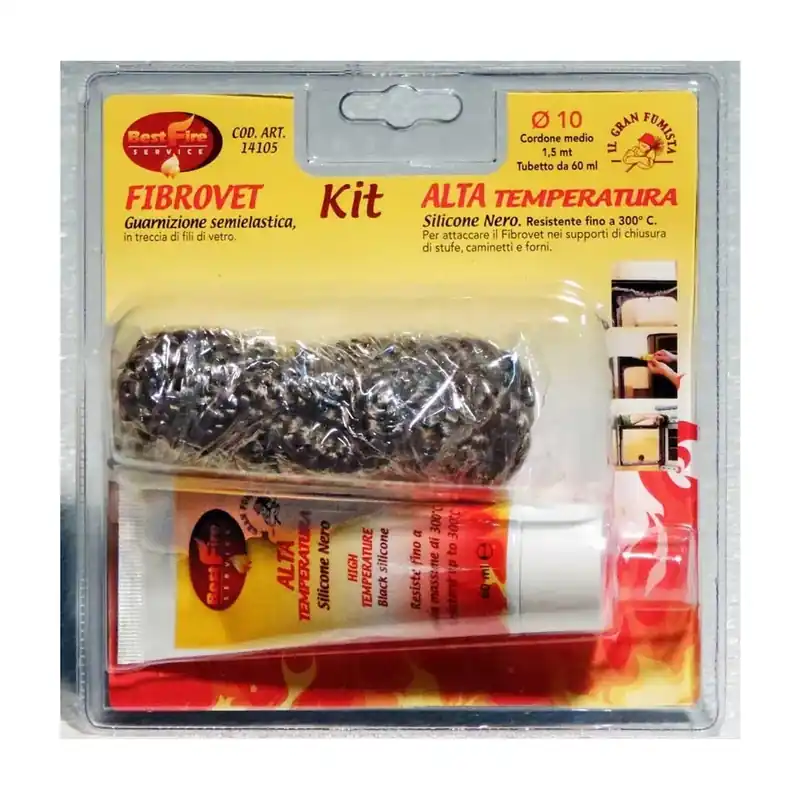 Uitverkoop Silicone alta temperatura nero con treccia fili di vetro Ø 12 mm