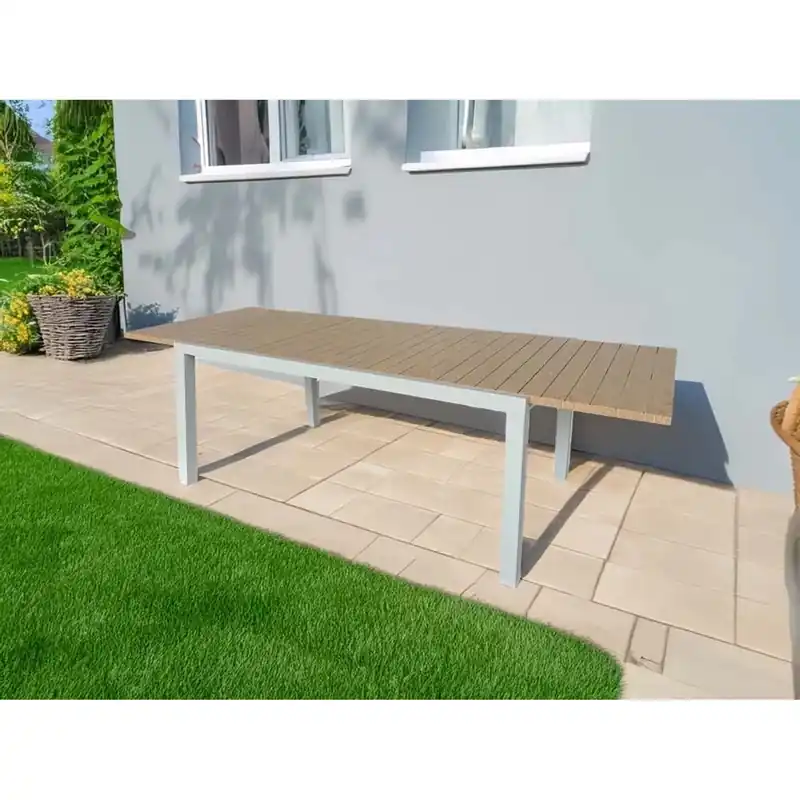 Weekendaanbieding Tavolo allungabile da giardino Sicilia in alluminio bianco 200-300x100 cm