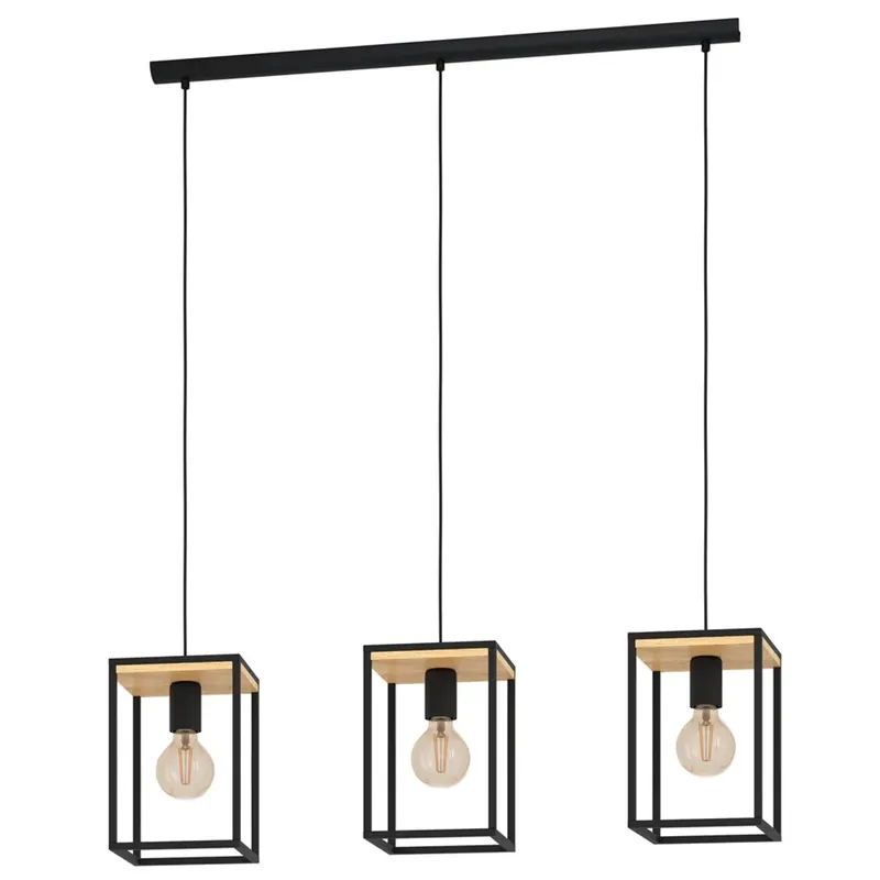 Uitverkoop Sopsensione Libertad 3 luci 88x18x110 cm nero-marrone