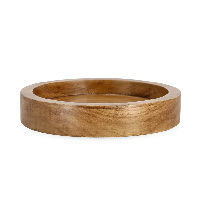Direct Beschikbaar Vassoio tondo in legno di paulownia Jamal Ø29 cm marrone