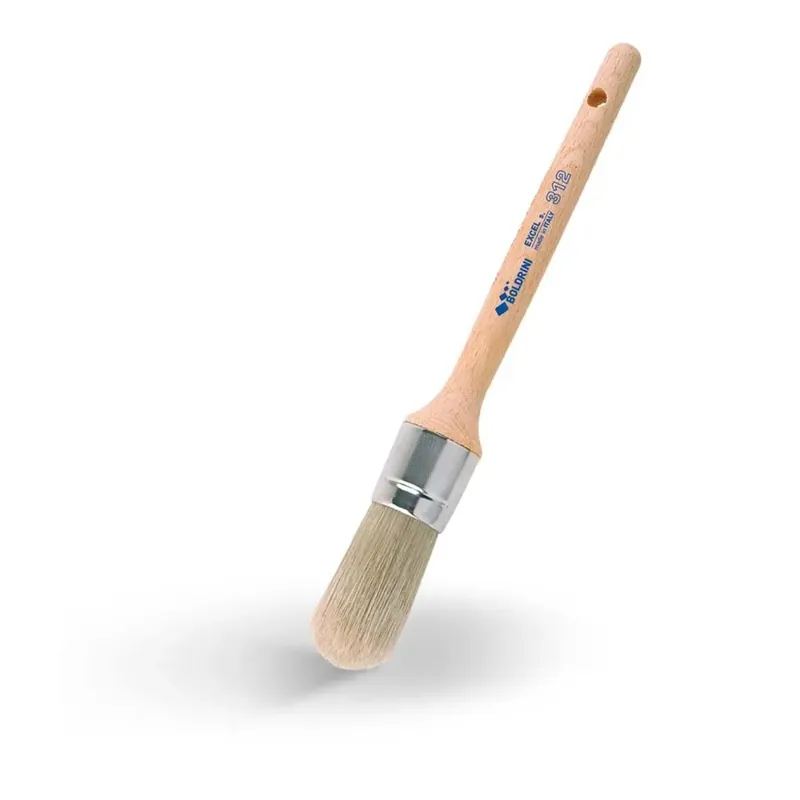 Pennello tondo strozzato con setola bionda e manico in legno levigato Laatste Versie