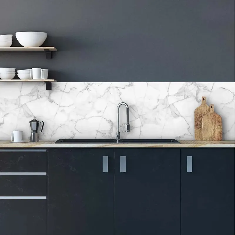 Paraschizzi Autoadesivo ignifugo Marmo Bianco 260x60 cm Populair