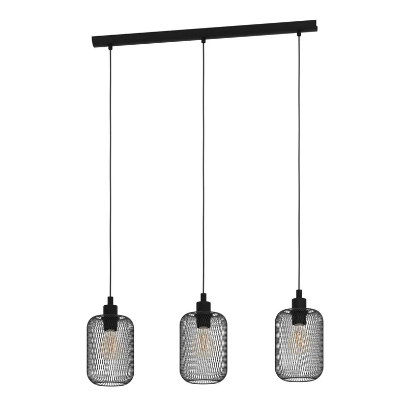 Hete Deal Lampada a sospensione Eglo Wrington Nero Ø 15 cm x 110 cm 3 luci