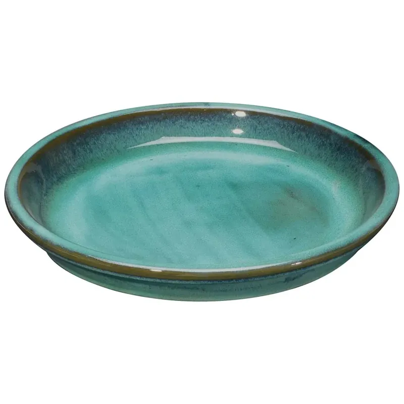 Snelle Levering Sottovaso in terracotta smaltata Kinfolk Deroma turchese Ø 27 cm