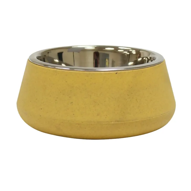 Dagaanbieding Ciotola per cani in bamboo e acciaio Tierra giallo 472 ml