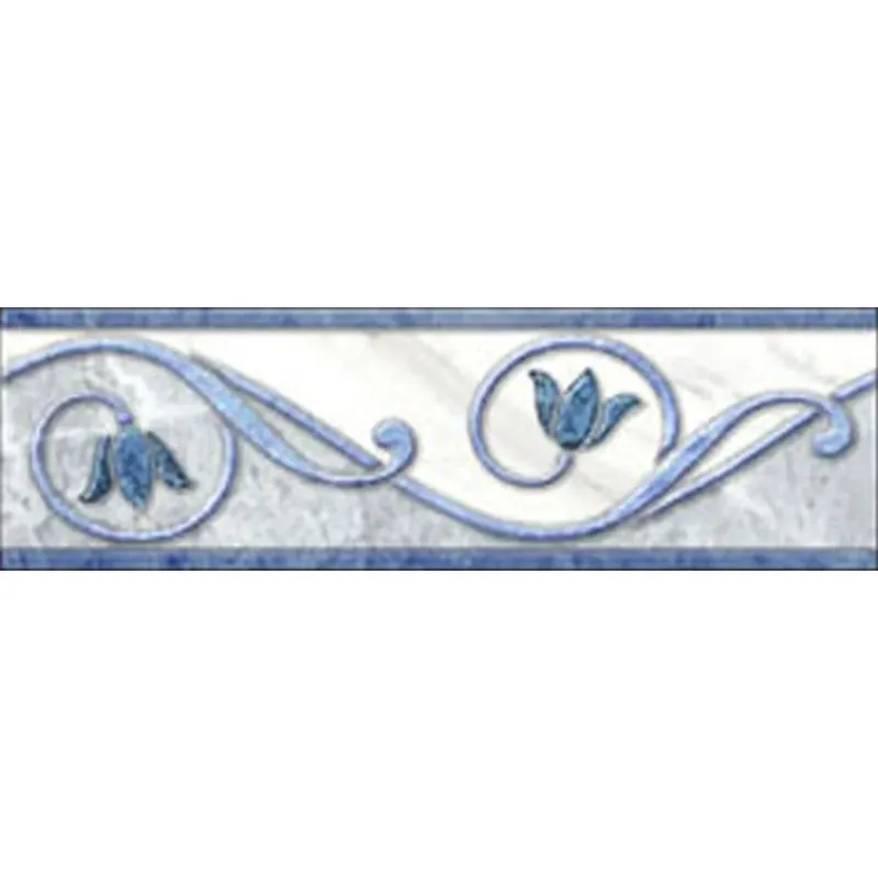 Listello Floreale di rivestimento per bagno azzurro 6 cm x 20 cm Speciale Aanbieding