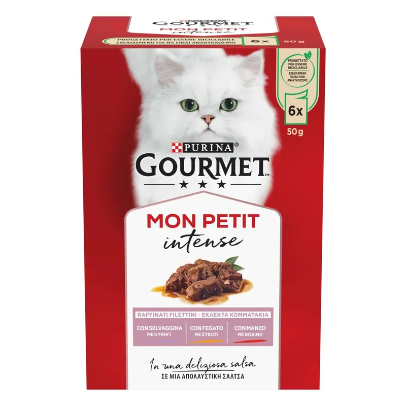 Must-Have Cibo umido per gatti Purina Gourmet Mon Petit Manzo, Fegato e Selvaggina 6x50 g
