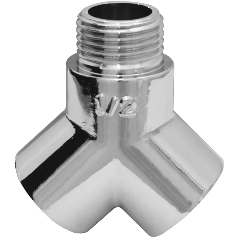 Raccordo a tre vie in ottone cromato 1/2" M x 1/2" F x 1/2" F Favoriet