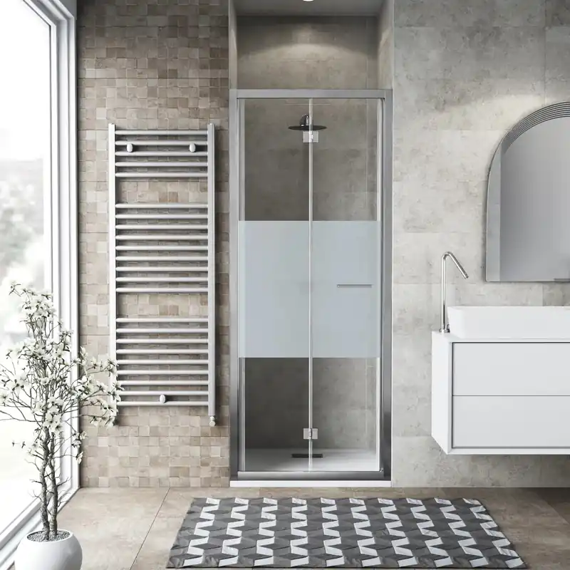 Laatste Versie Porta soffietto doccia 2 ante 67/71 cm cromo serigrafato