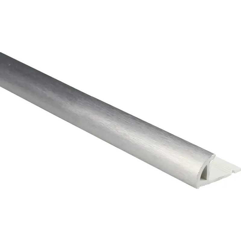 Uitverkoop Profilo terminale quarto di tondo PVC argento spazzolato 8 mm x 2,5 m