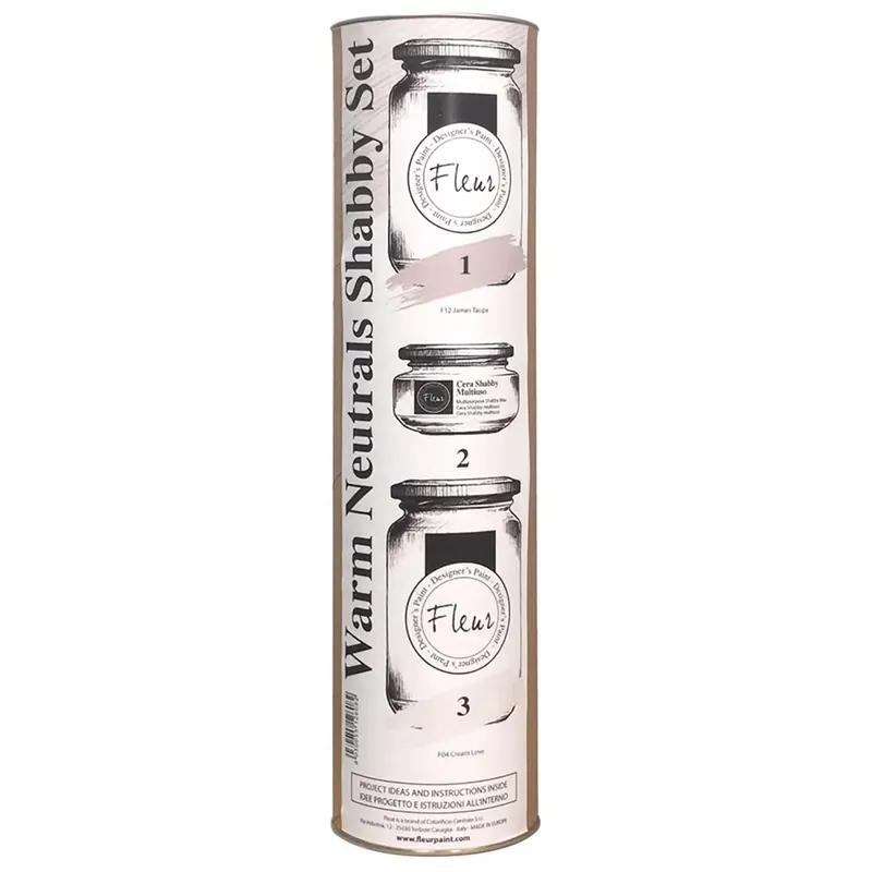Shabby chic warm neutral set Fleur 330 ml Op = Op