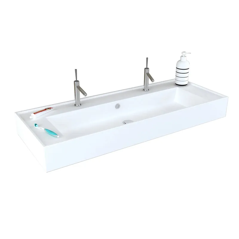 Lavabo unitop con 2 fori 120x46 cm mineralmarmo bianco Shop Nu
