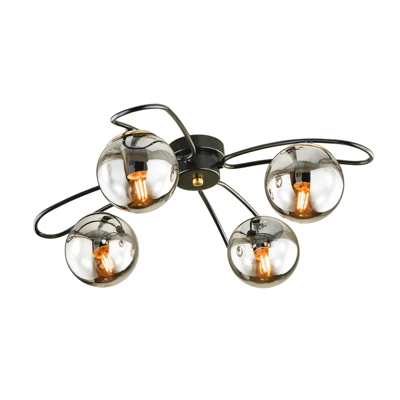 Lage Kosten Plafoniera Karin 4 luci Ø 60 x 20 cm nero e oro