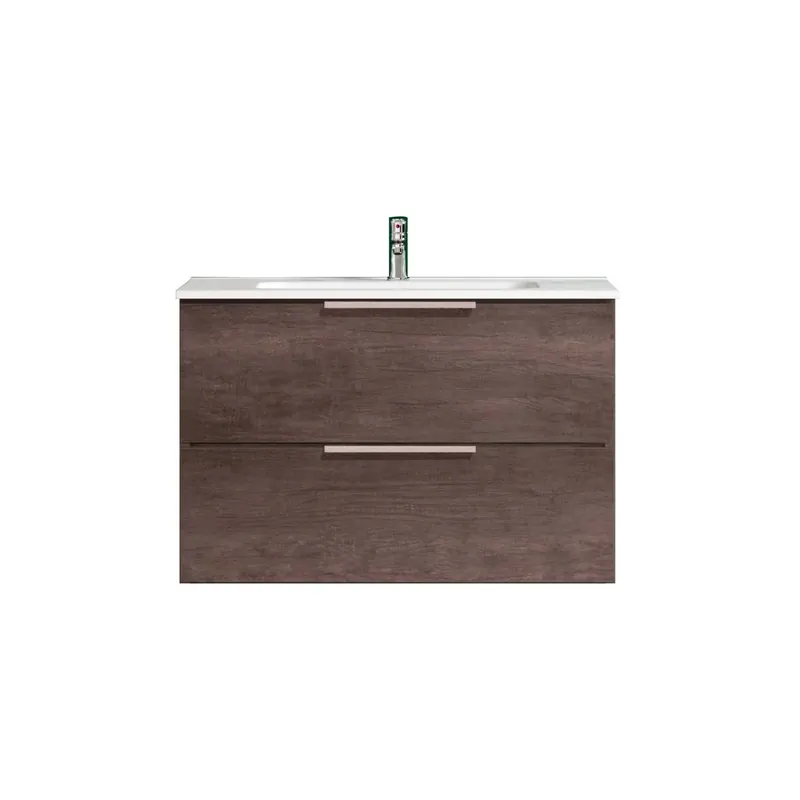 Lage Prijs Mobile bagno lavabo sospeso Chloe 2 cassetti 80 cm rovere