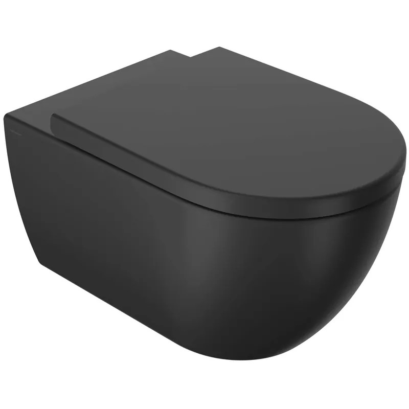 Wc sospeso con sedile soft-close 54x36 cm nero opaco Korting