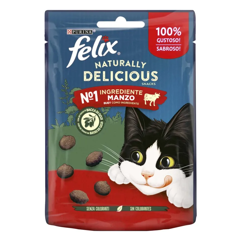 Snack per gatti Felix Natural Trainer Naturally Delicious al manzo 50 g Beperkte Voorraad