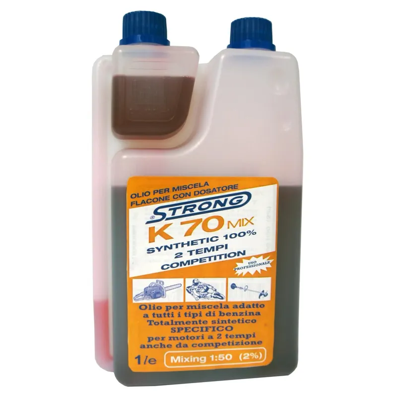 Olio per miscela Strong K70 mix totalmente sintetico 1 l con dosatore Aanbieding