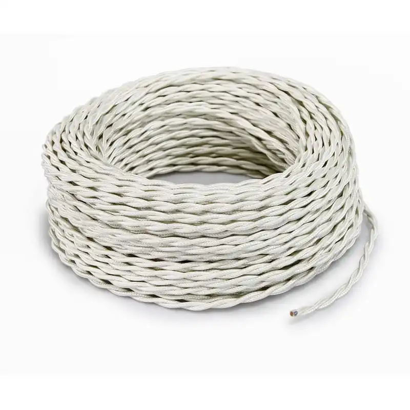 Weekendaanbieding Cavo tessile trecciato 2 x 0,75 mm² avorio 3 m