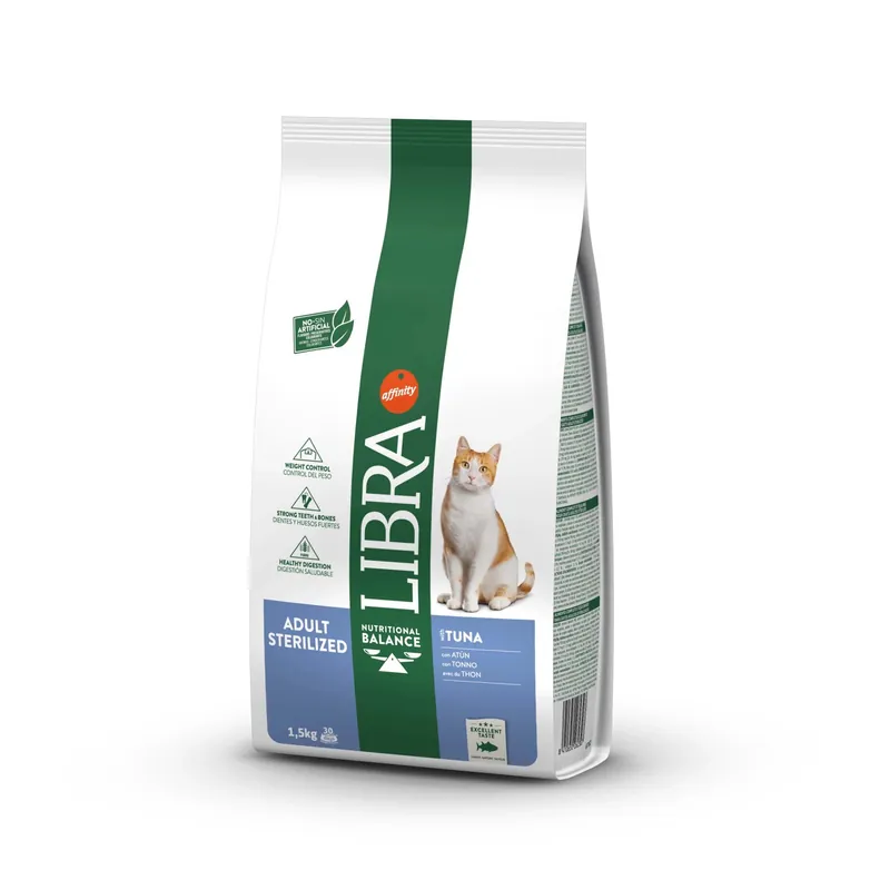 Cibo secco per gatti Libra cat sterilized adulto tonno 1,5 kg Op = Op