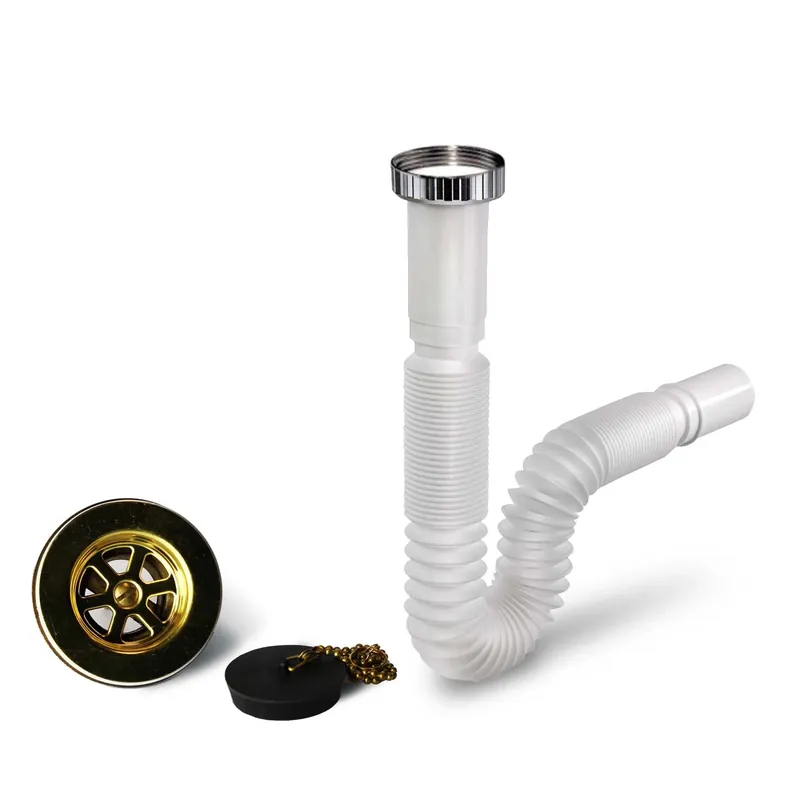 Beperkte Voorraad Kit sifone flessibile 1"1/4 e piletta in acciaio cromata