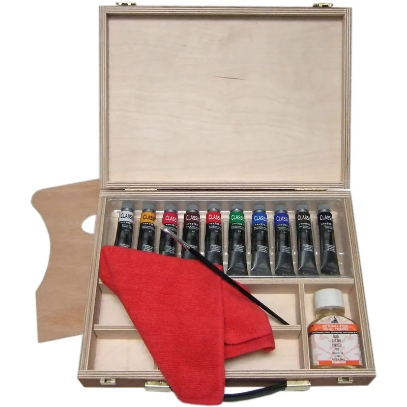 Betrouwbaar Cassetta in legno con colori ad olio assortiti