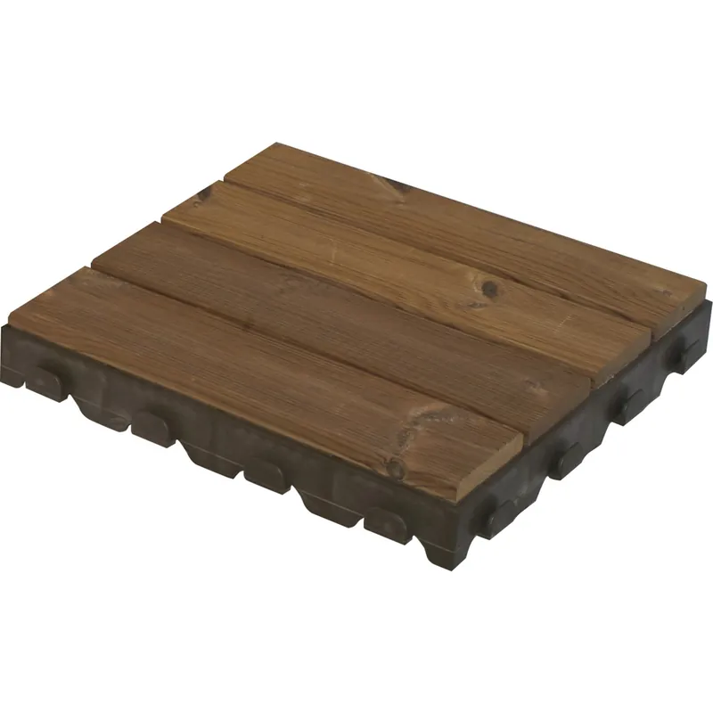Piastrella da esterno in legno a doghe su resina Combi Wood 40x40 cm Gecertificeerd
