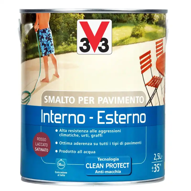 Smalto per Pavimenti Interno/Esterno all`acqua Rosso laccato-satinato 2,5 l Superprijs