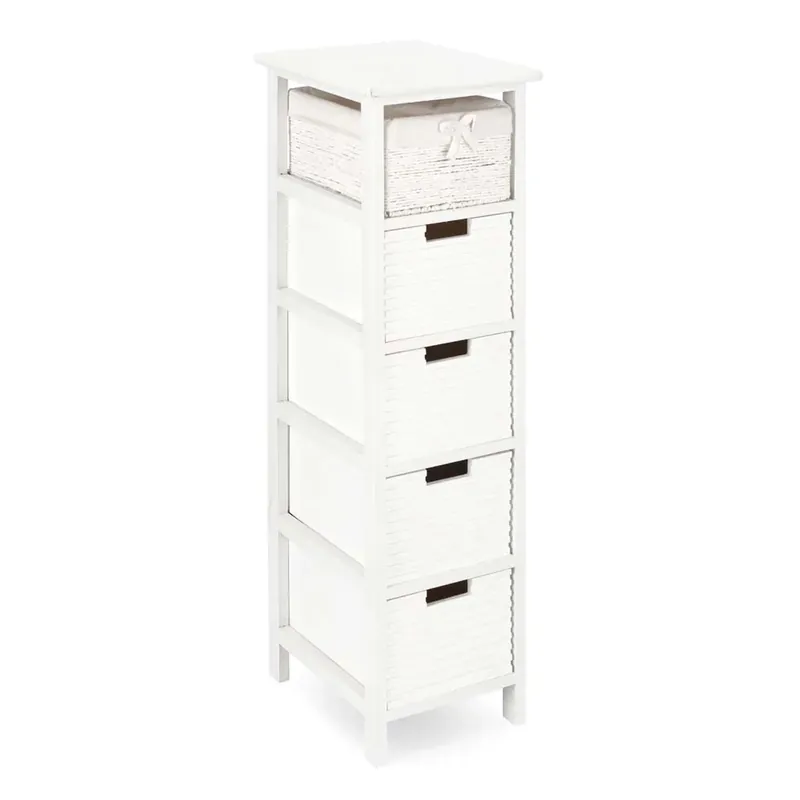 Tijdelijk Beschikbaar Cassettiera 5 cassetti in legno laccato Leonie 40x29xH98 cm bianco