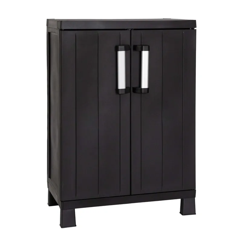 Laatste Versie Armadio basso a 2 ante 1 ripiano plastica Garage 65x37x93 cm nero