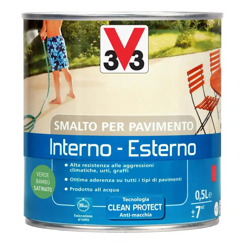 Uitverkoop Smalto per Pavimenti Interno/Esterno all`acqua Verde bambù-satinato 0,5 l