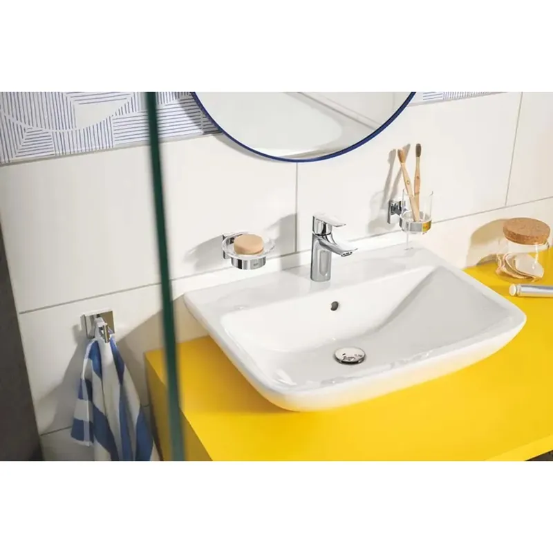 Portaspazzolini Grohe Quickfix Start Cube in vetro e metallo cromo Direct Verzonden