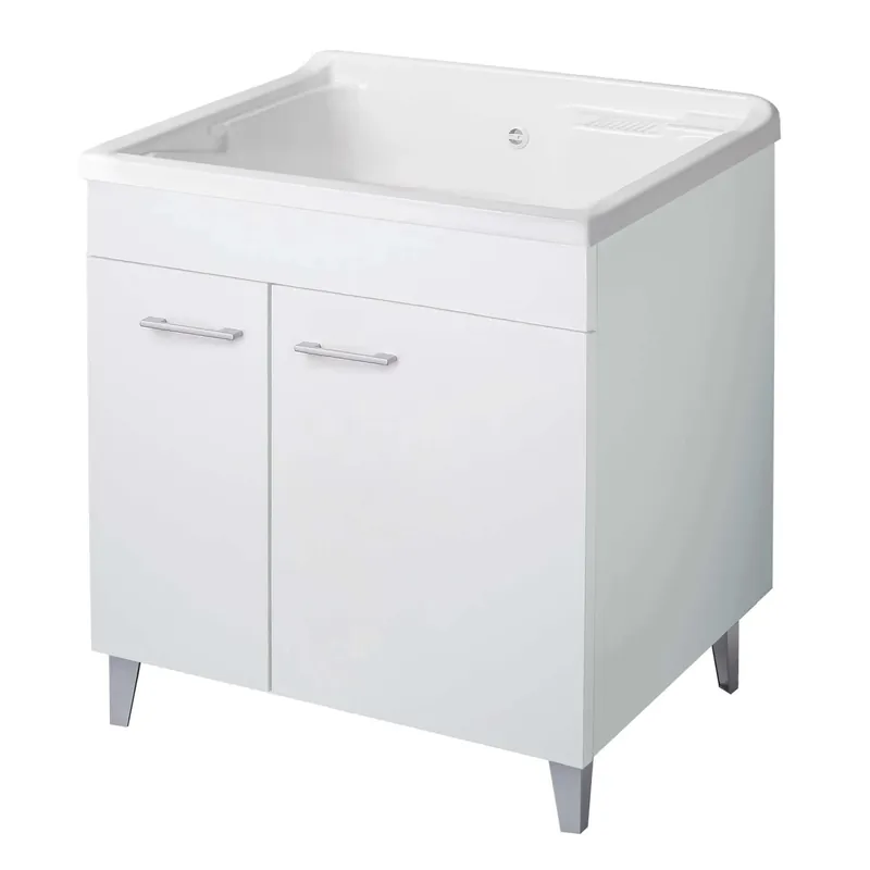 Lavatoio in nobilitato con piedini satinati bianco 75x60 cm Flitsaanbieding