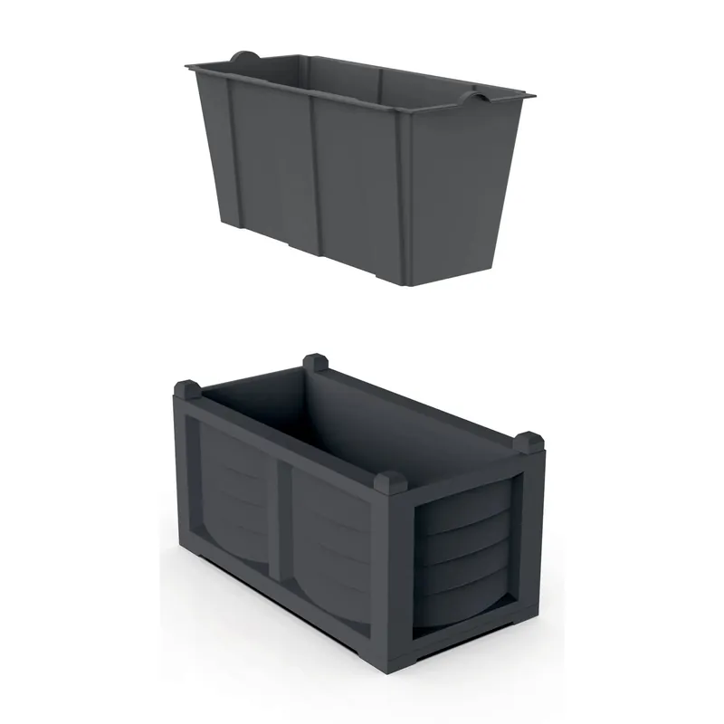 Gereduceerde Prijs Fioriera da esterno in plastica finitura legno antracite 80x42,5x42 cm