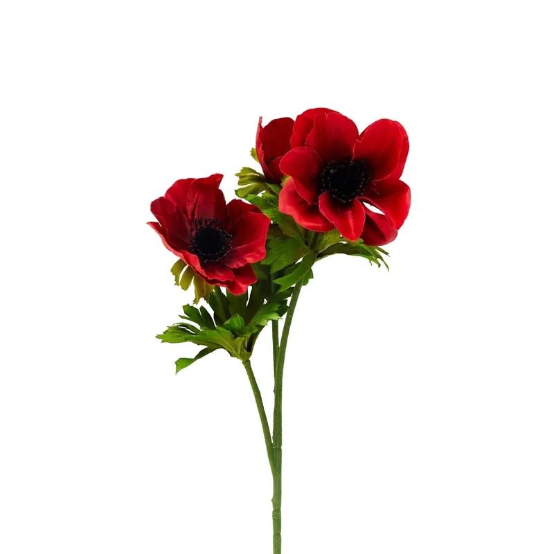 Anemone finta 3 fiori in plastica e poliestere H56 cm rosso Speciale Aanbieding