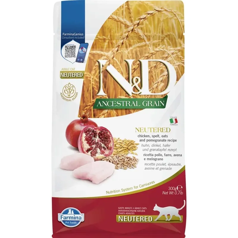 Croccantini per gatti sterilizzati N&D pollo e melograno 300 g Populair