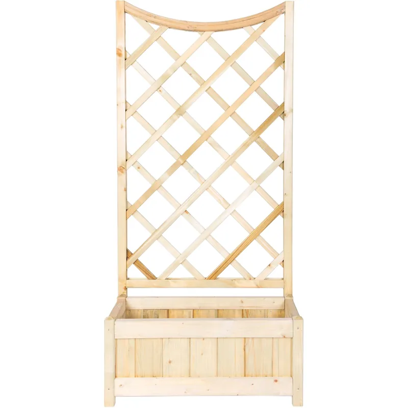 Finale Uitverkoop Fioriera da esterno con grigliato in legno naturale 80x39x146H cm