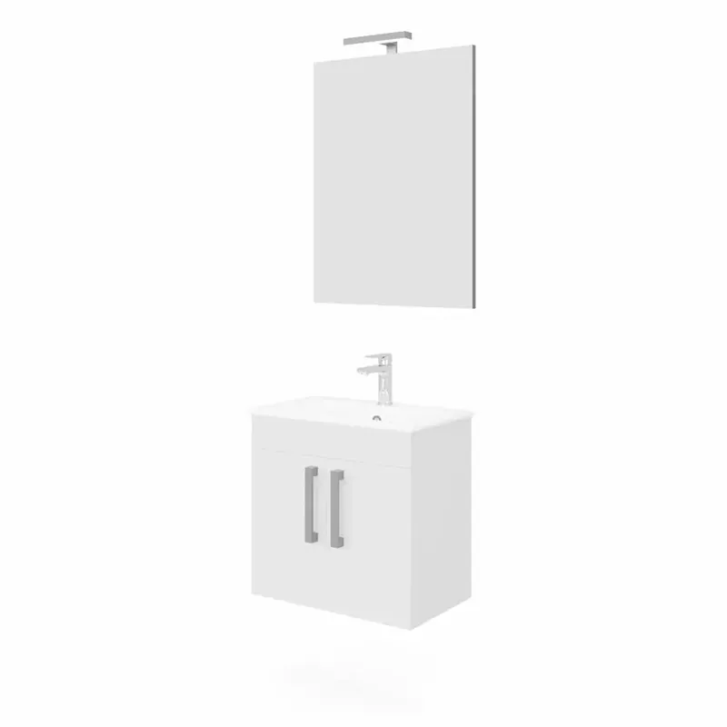 Beste Prijs Mobile bagno base con lavabo e specchio sospeso 60,5x144x36,5 cm bianco lucido