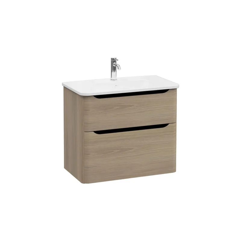 Dagaanbieding Mobile bagno base lavabo sospesa 2 cassetti Integra Round 80 cm golden oak