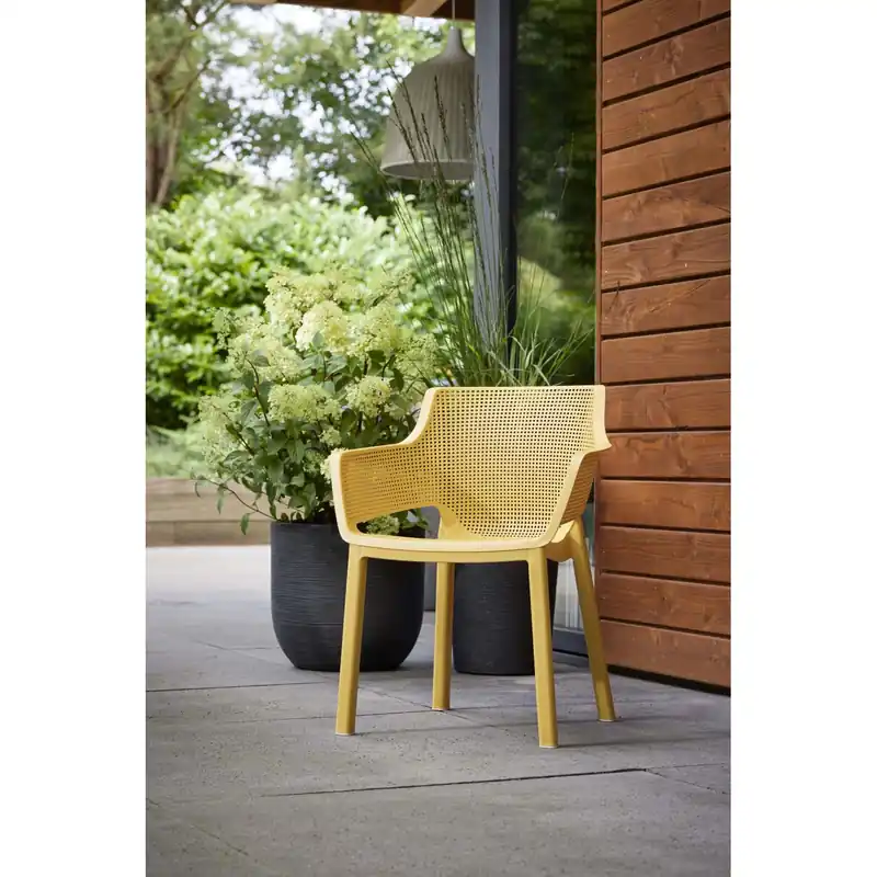 Sedia da giardino senza cuscino con braccioli Elisa giallo senape Speciale Aanbieding
