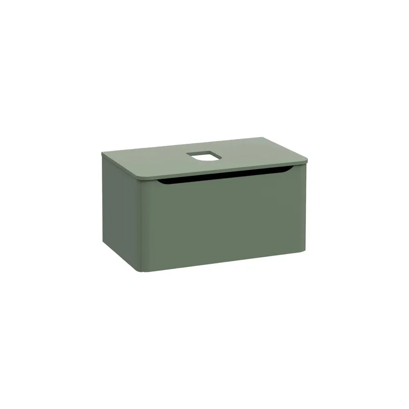 Koop Vandaag Mobile bagno base lavabo sospeso 1 cassetto Integra Round 80 cm matt green