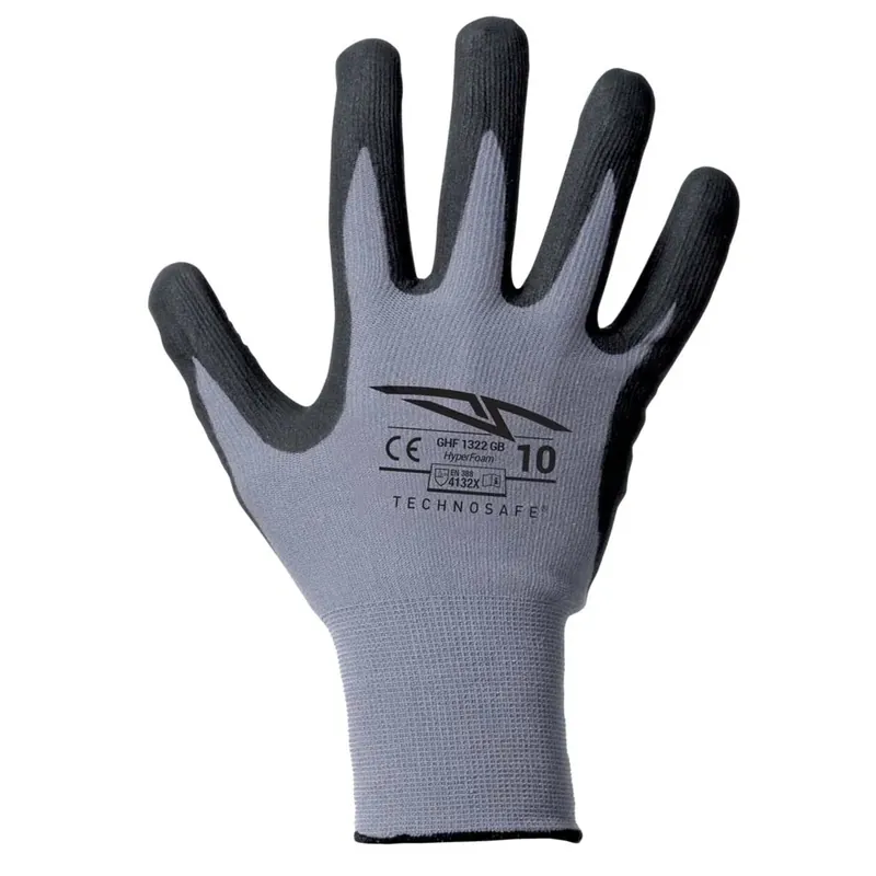 Beperkte Voorraad Guanti da lavoro sintetico Hyperfoam spalmato in nitrile foam dotted grey tg 10