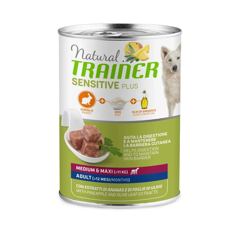 Direct Verzonden Cibo umido per cani Natural Trainer sensitive plus coniglio&riso 400 g