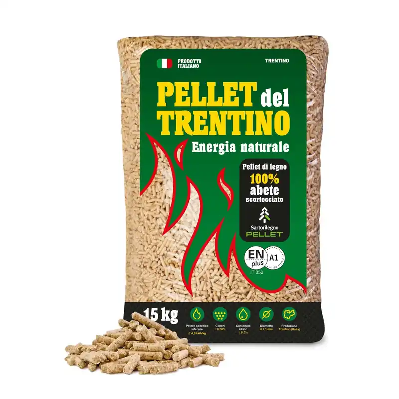 Betaalbaar Pellet del Trentino 100% abete - Sacco da 15 Kg