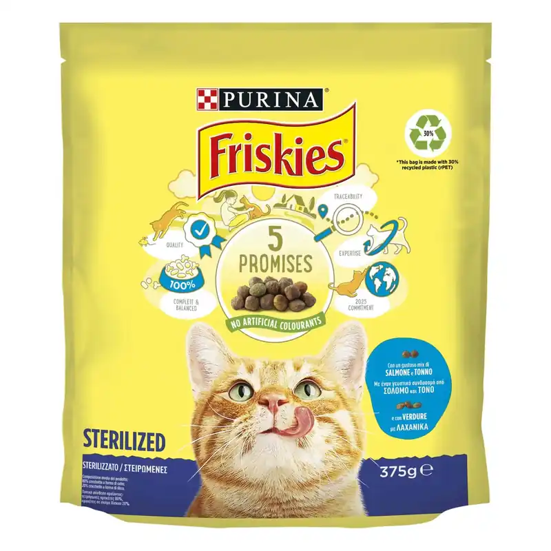 Nieuw Croccantini per gatti Purina Friskies sterilizzati con salmone e verdure 375 g